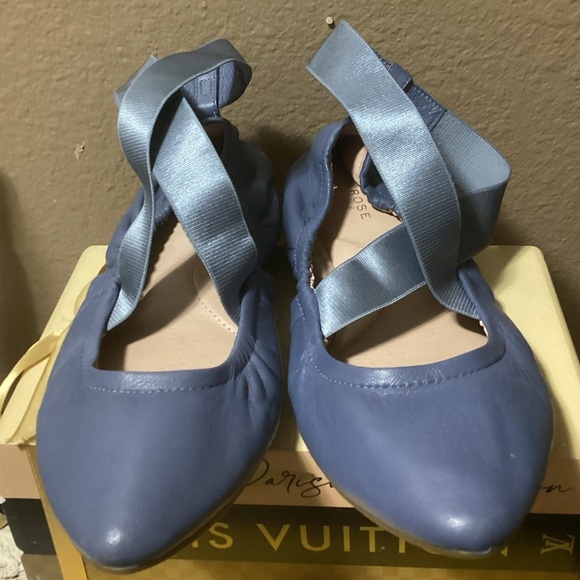 TARYN ROSE Blue/Gray Leather BALLET Flats size 8B - Picture 3 of 9
